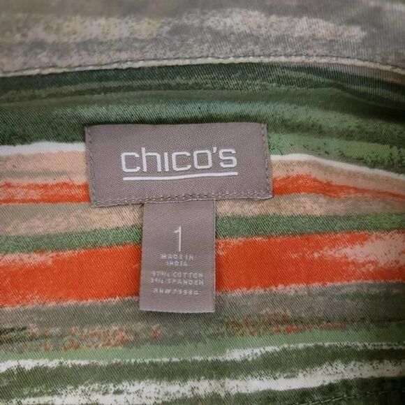 Chico's Striped Lightweight Blazer - Green & Orange - Picture 7 of 7